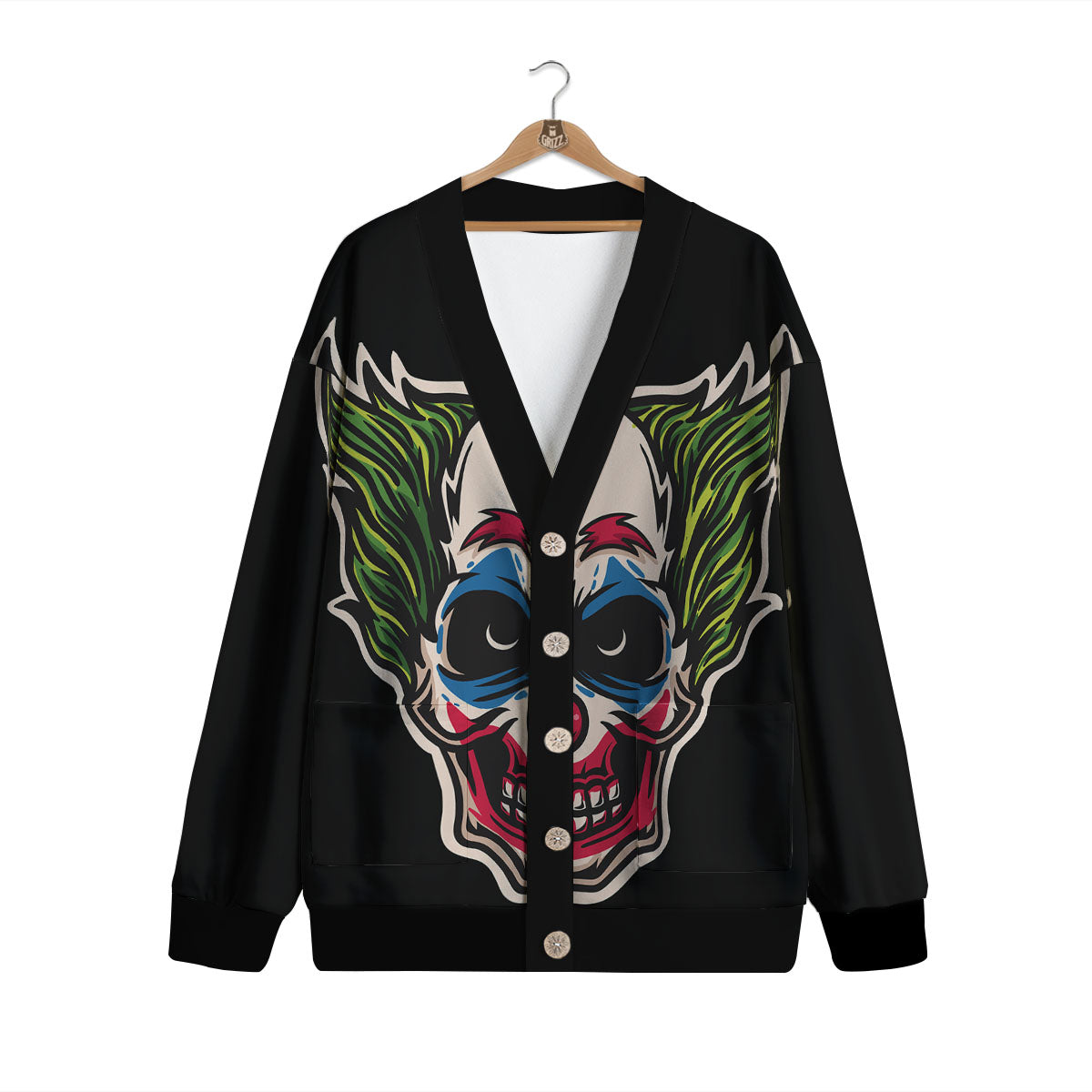 Clown Scary Cartoon Print Cardigan-grizzshop