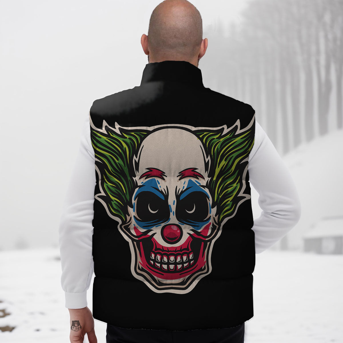 Clown Scary Cartoon Print Down Vest