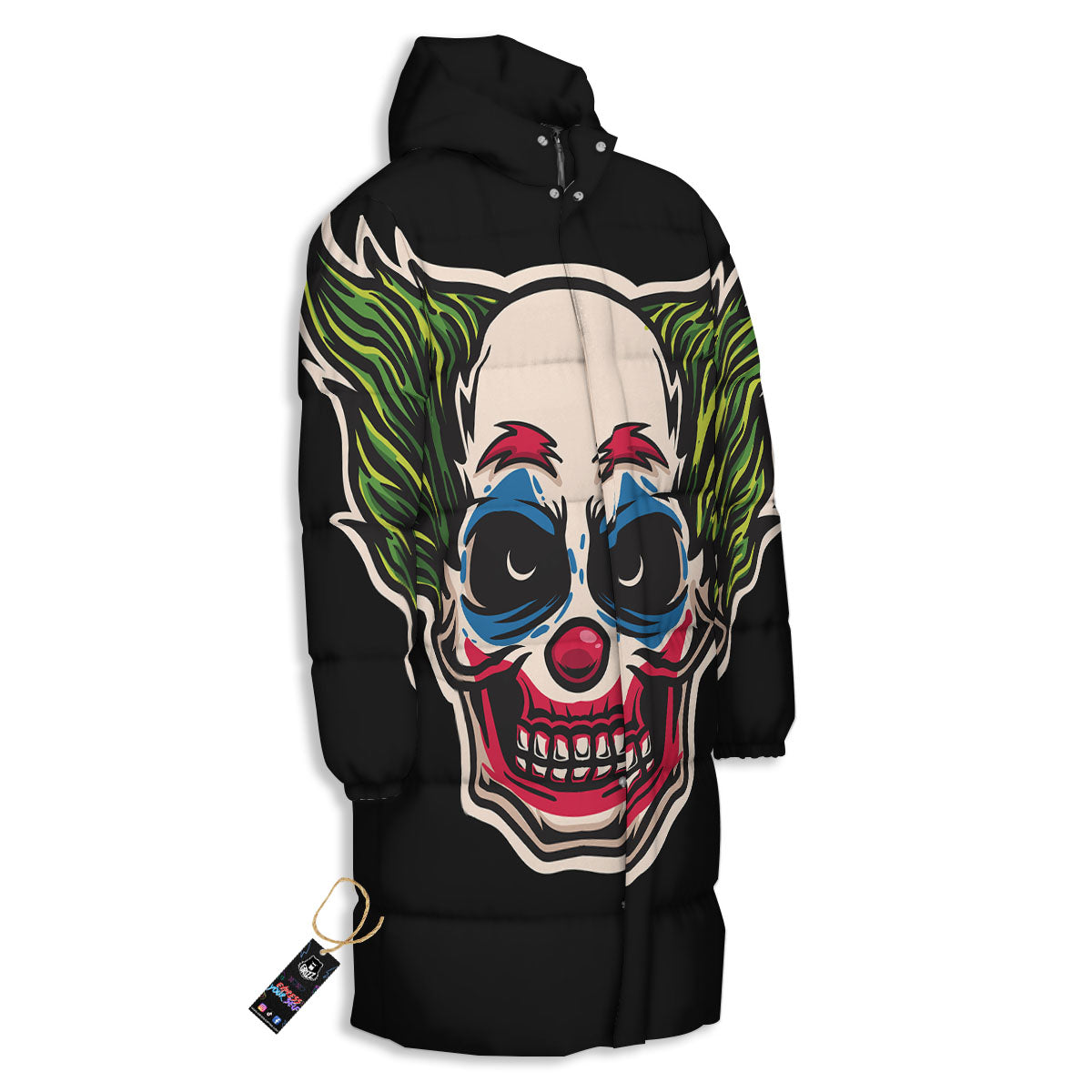 Clown Scary Cartoon Print Long Down Jacket-grizzshop