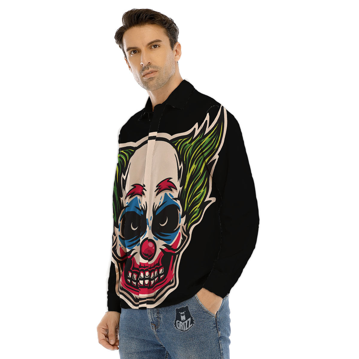 Clown Scary Cartoon Print Men's Dress Shirts-grizzshop