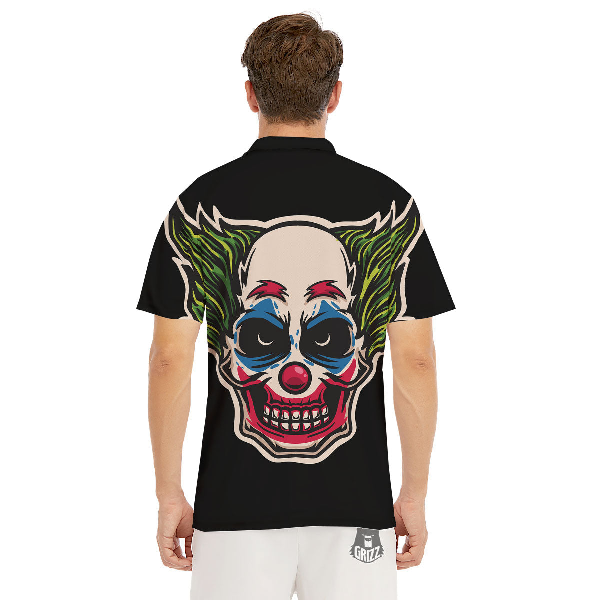 Clown Scary Cartoon Print Men's Golf Shirts-grizzshop