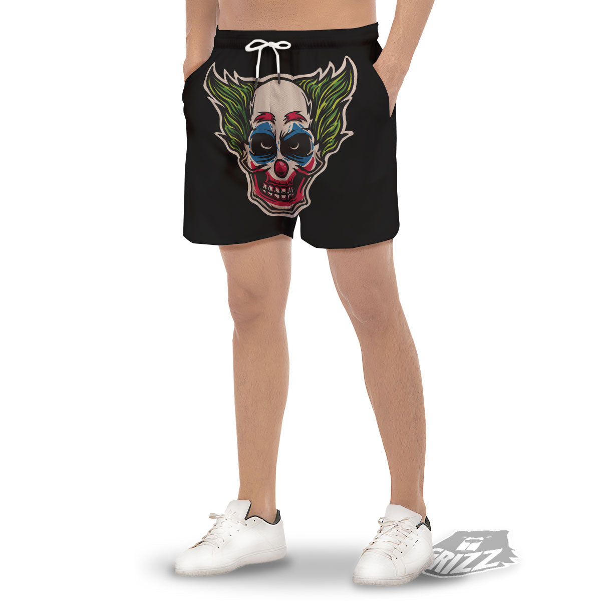 Clown Scary Cartoon Print Men's Gym Shorts-grizzshop