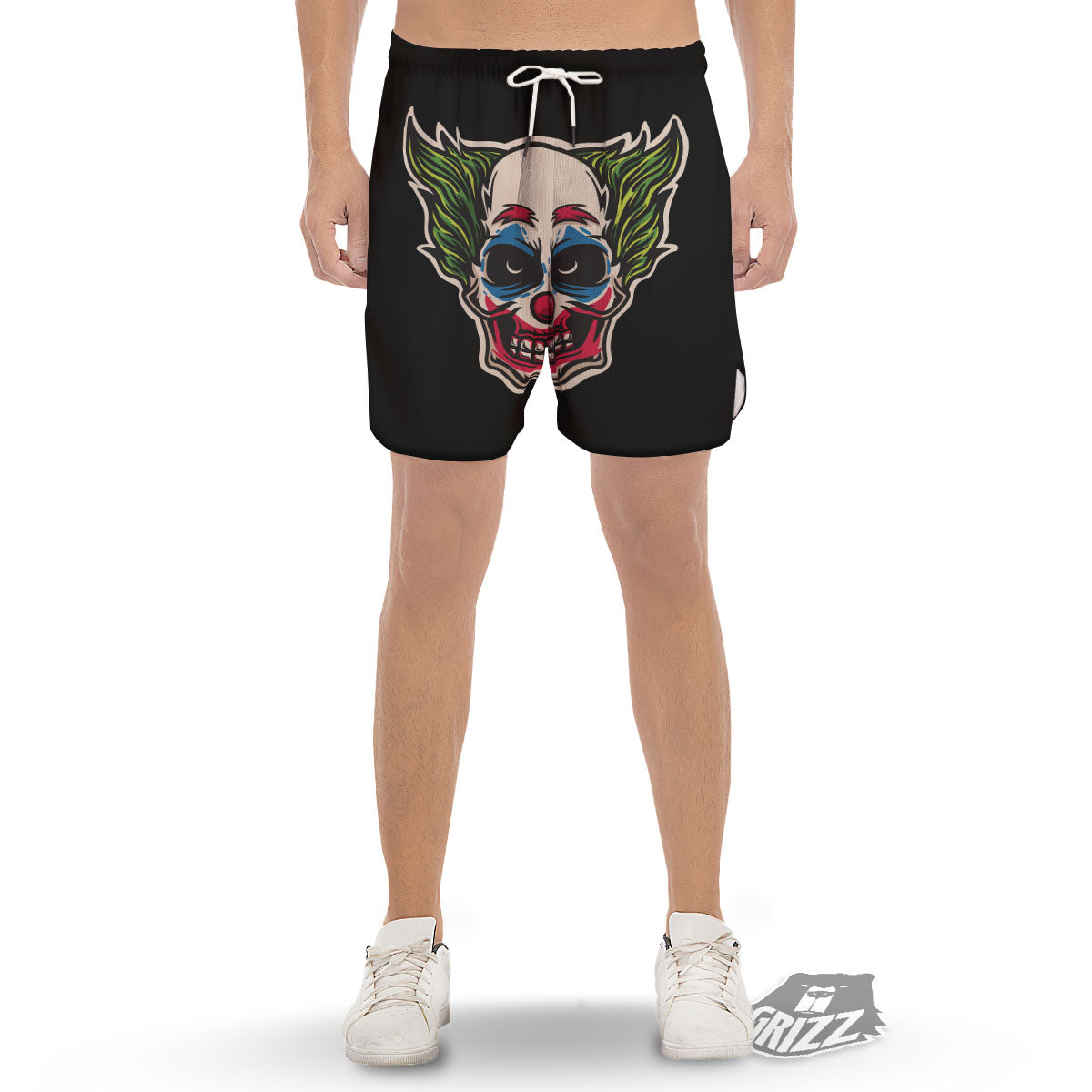 Clown Scary Cartoon Print Men's Gym Shorts-grizzshop
