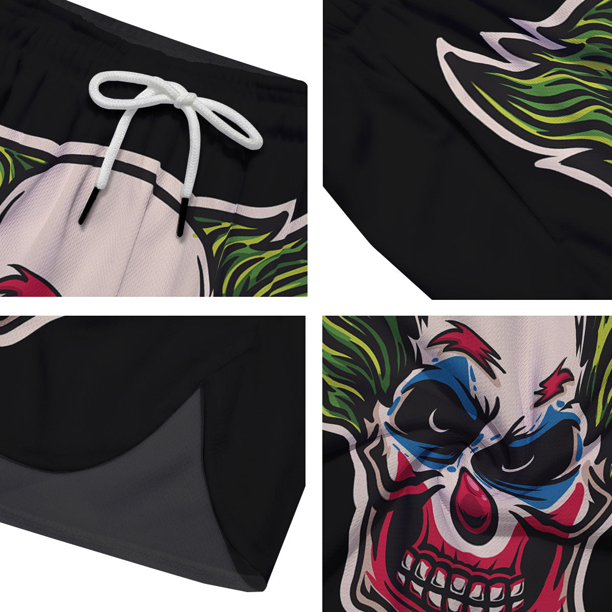 Clown Scary Cartoon Print Men's Running Shorts-grizzshop