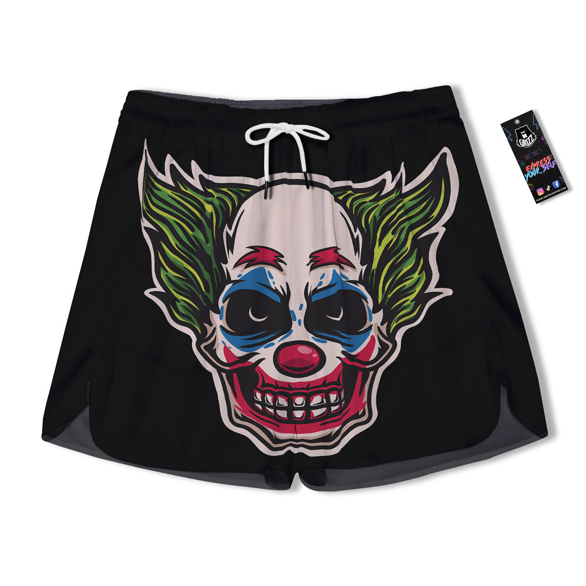 Clown Scary Cartoon Print Men's Running Shorts-grizzshop