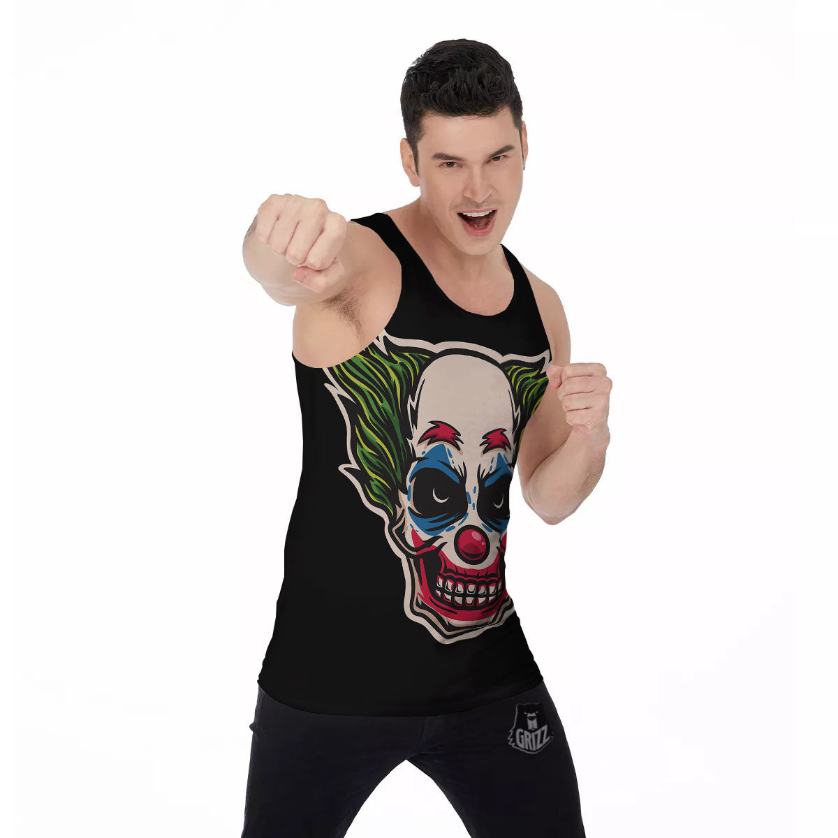 Clown Scary Cartoon Print Men's Tank Top-grizzshop