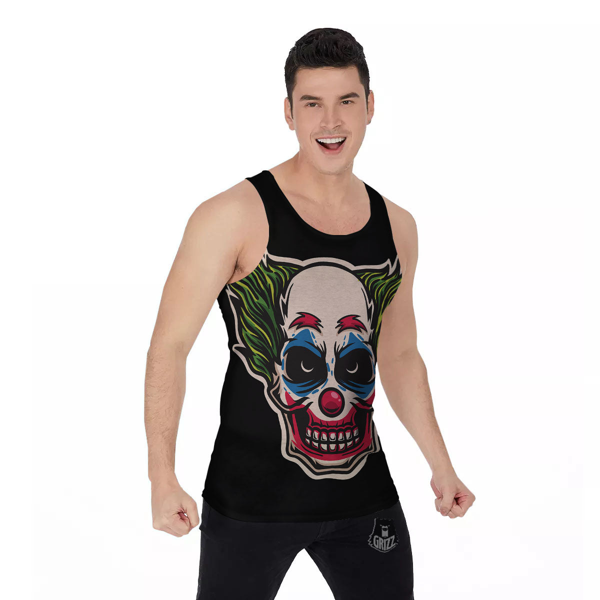 Clown Scary Cartoon Print Men's Tank Top-grizzshop