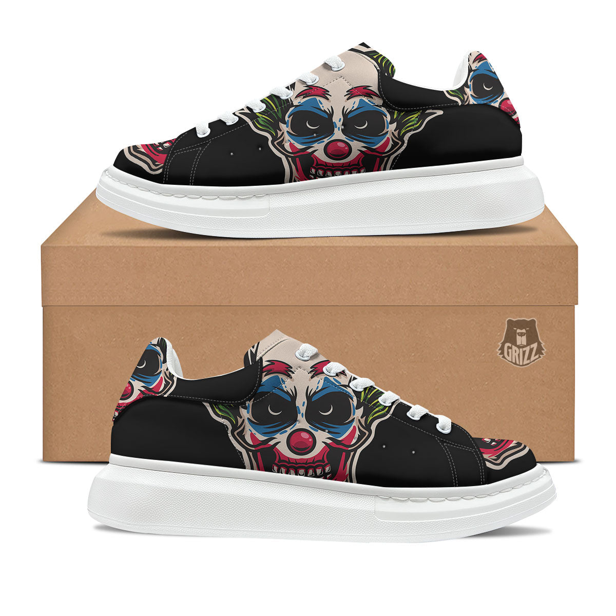 Clown Scary Cartoon Print Platform Shoes-grizzshop