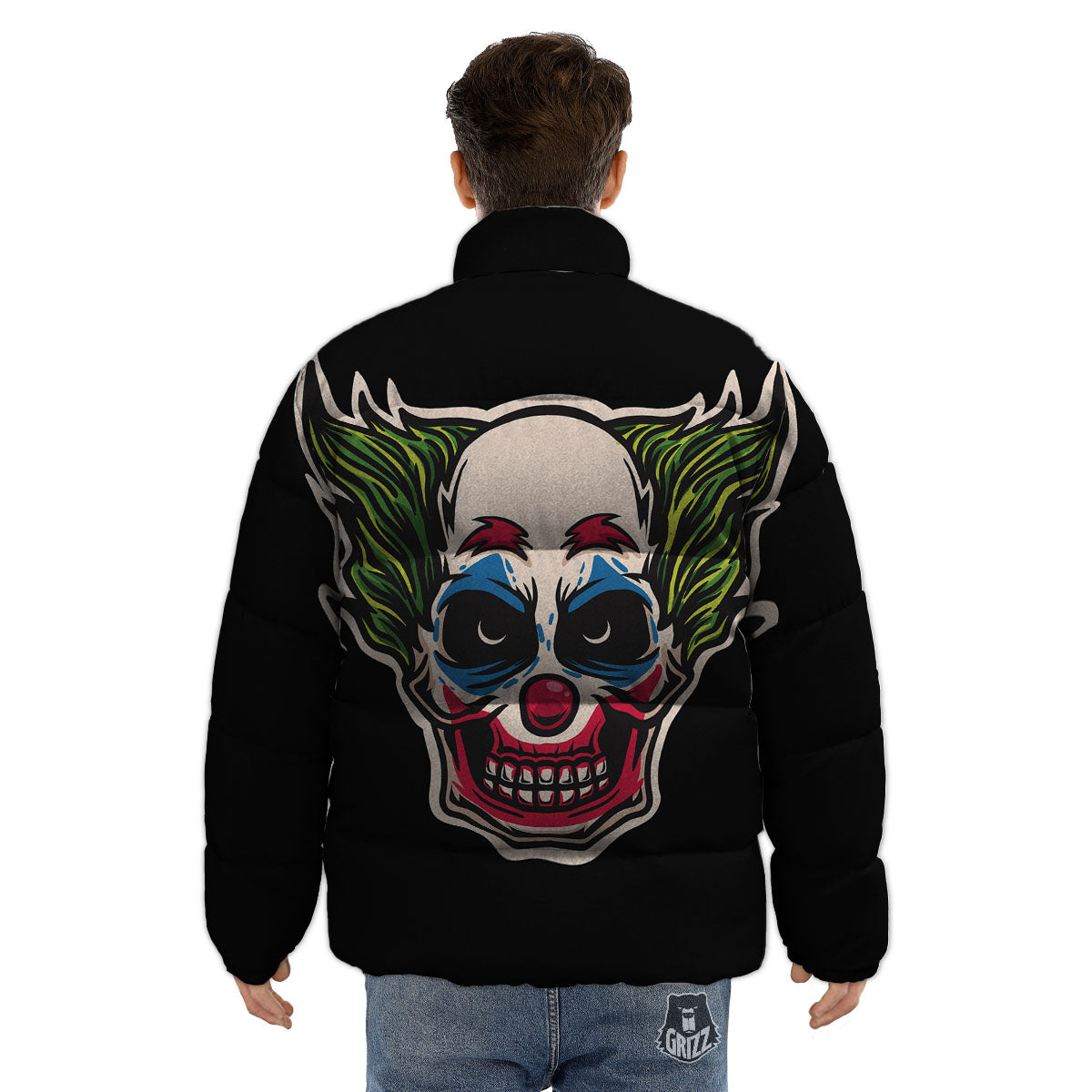 Clown Scary Cartoon Print Puffer Jacket-grizzshop