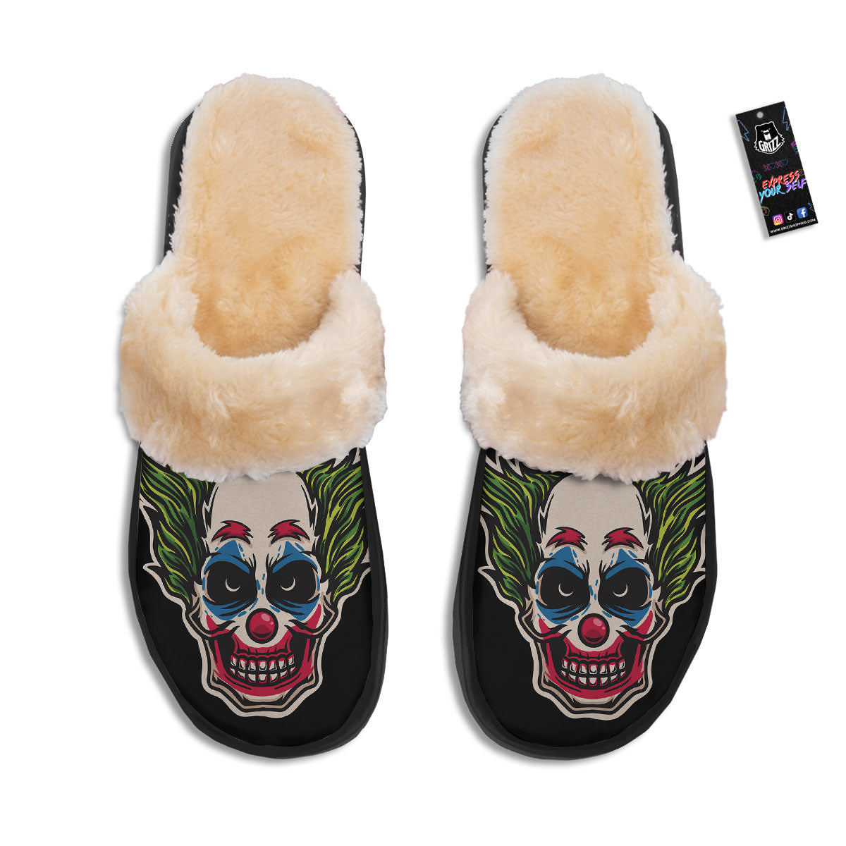 Clown Scary Cartoon Print Slippers-grizzshop