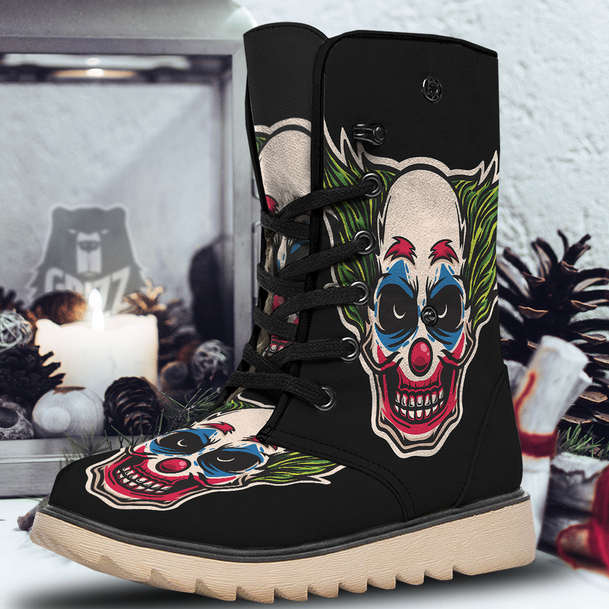 Clown Scary Cartoon Print Snow Boots-grizzshop