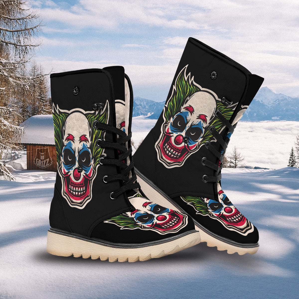Clown Scary Cartoon Print Snow Boots-grizzshop