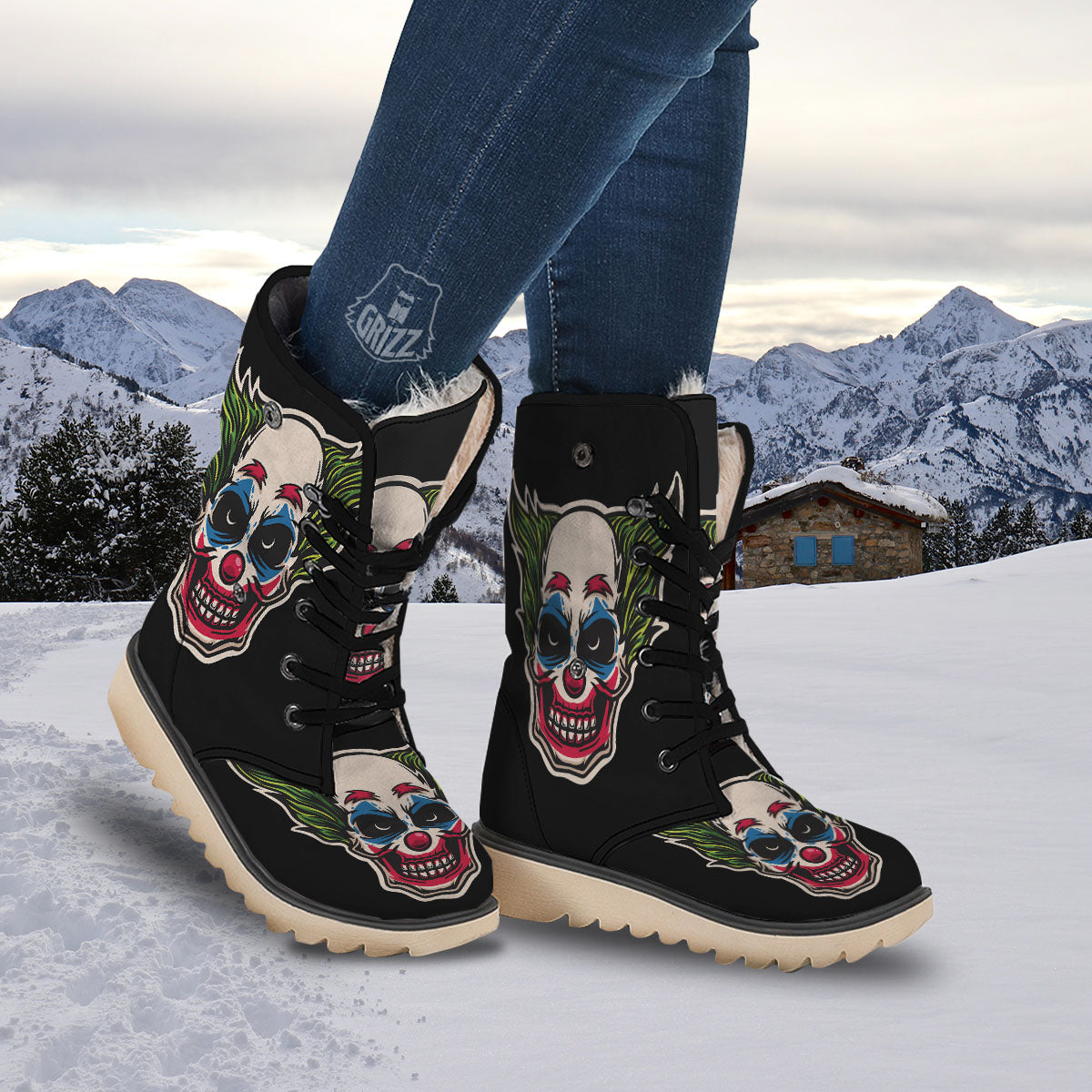 Clown Scary Cartoon Print Snow Boots-grizzshop