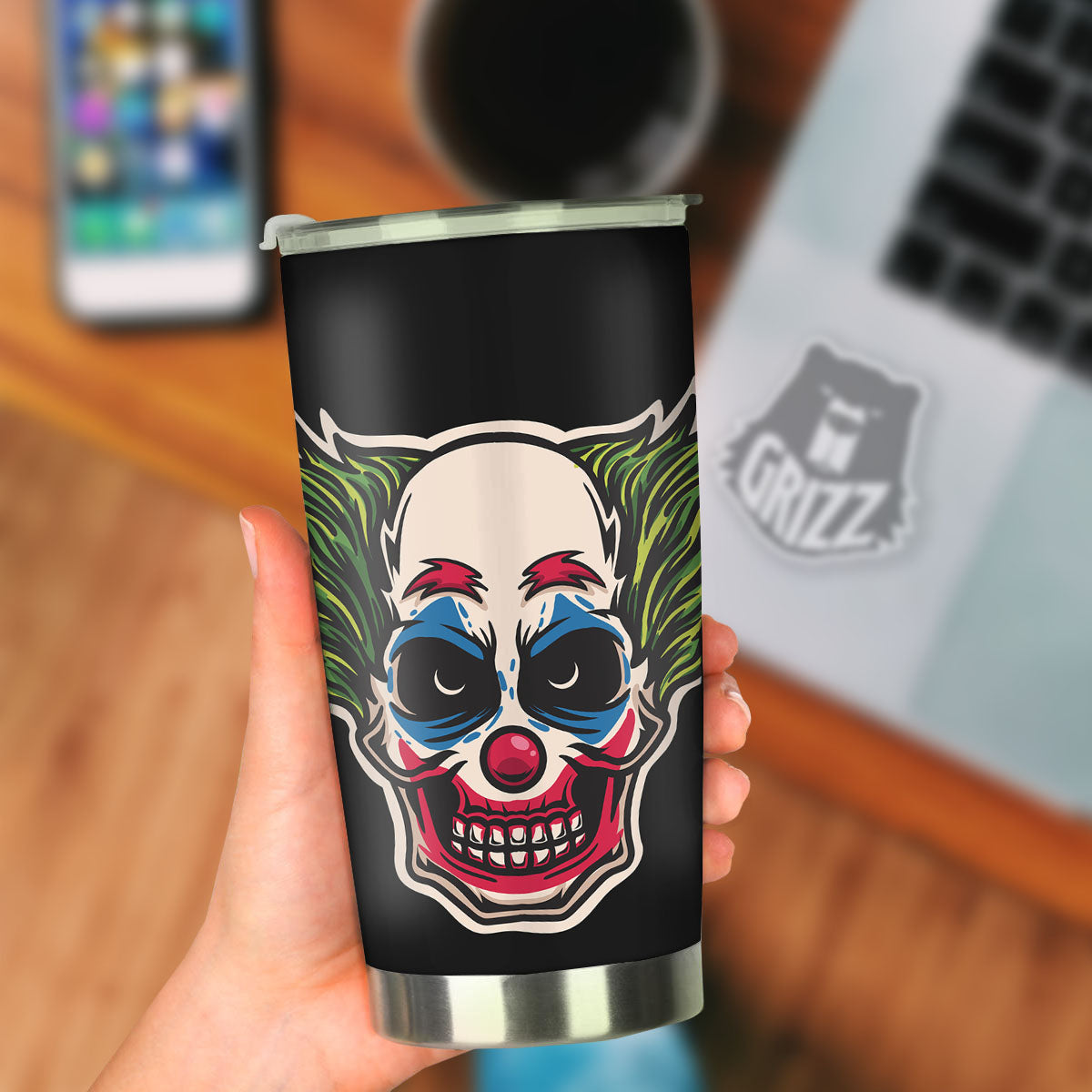 Clown Scary Cartoon Print Tumbler-grizzshop
