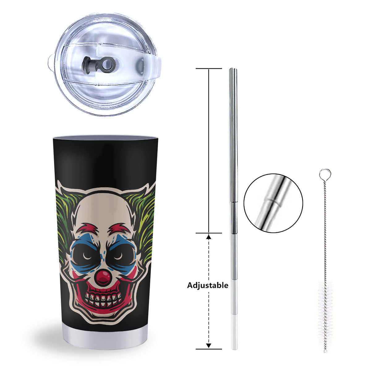 Clown Scary Cartoon Print Tumbler-grizzshop