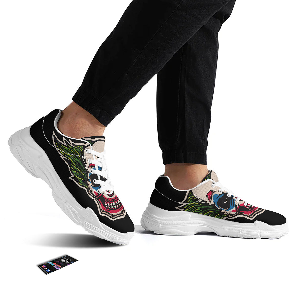 Clown Scary Cartoon Print White Chunky Shoes-grizzshop