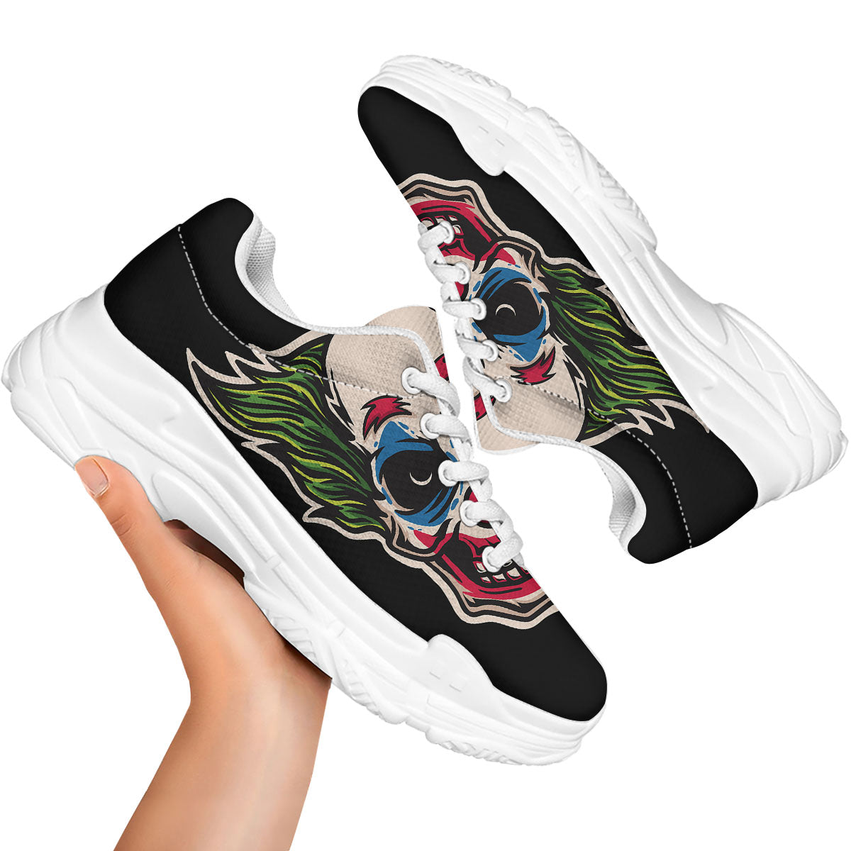 Clown Scary Cartoon Print White Chunky Shoes-grizzshop