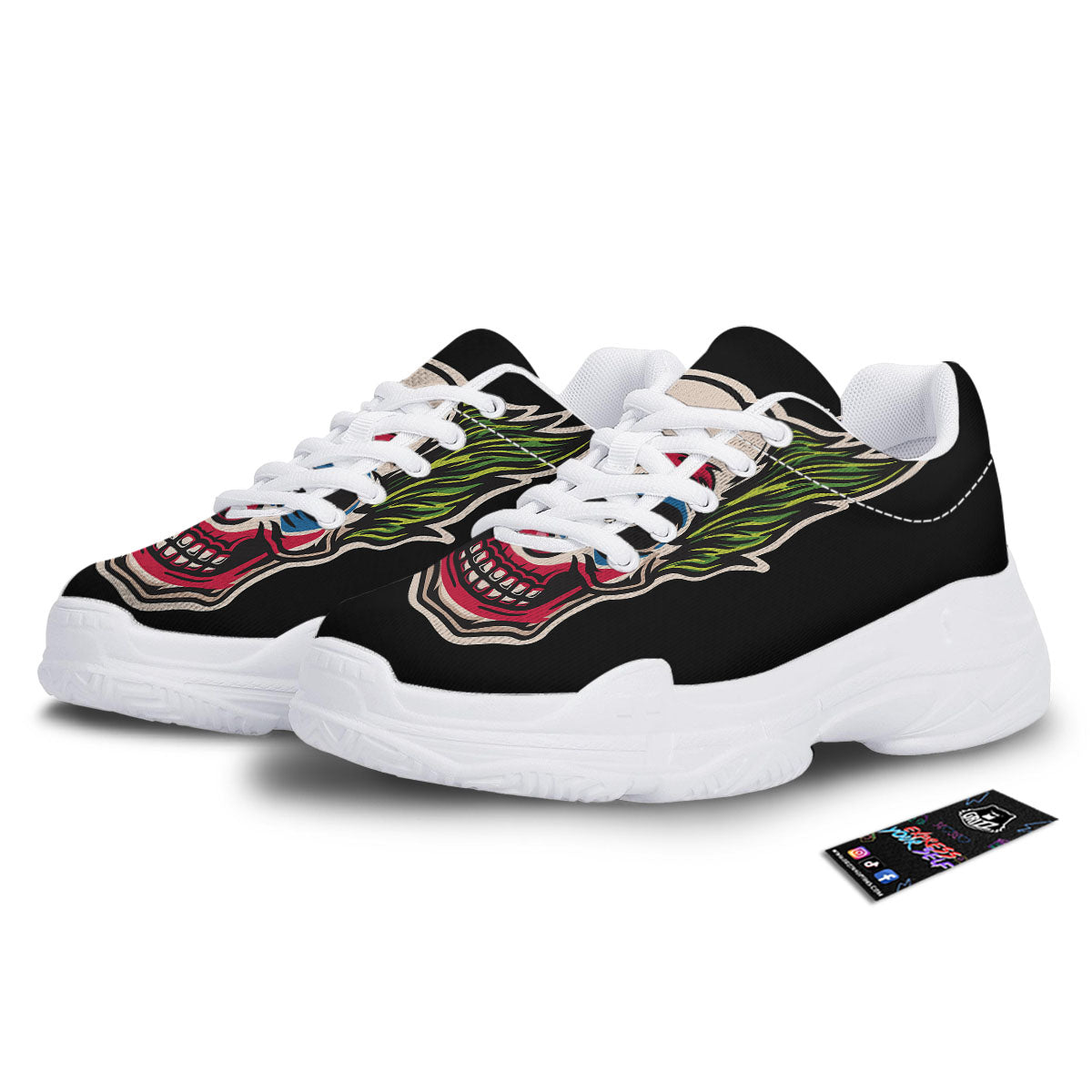 Clown Scary Cartoon Print White Chunky Shoes-grizzshop