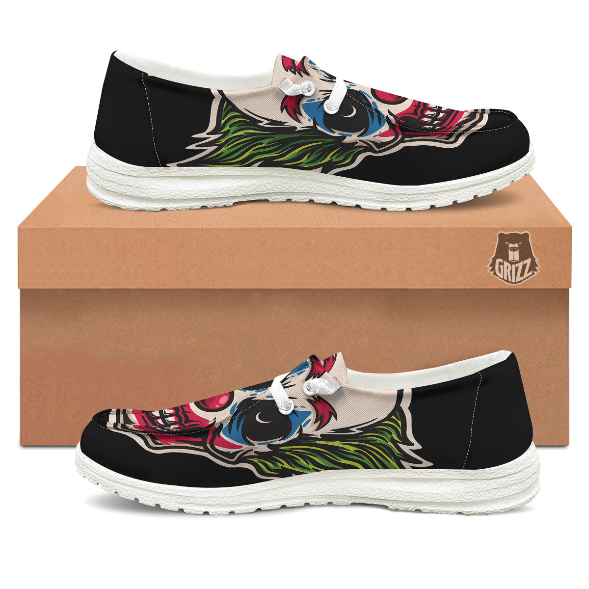 Clown Scary Cartoon Print White Loafers-grizzshop