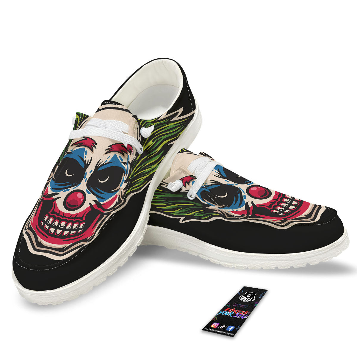 Clown Scary Cartoon Print White Loafers-grizzshop
