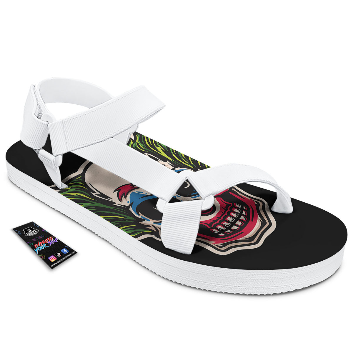 Clown Scary Cartoon Print White Open Toe Sandals-grizzshop