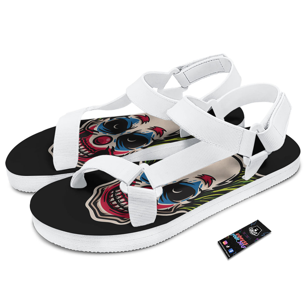 Clown Scary Cartoon Print White Open Toe Sandals-grizzshop