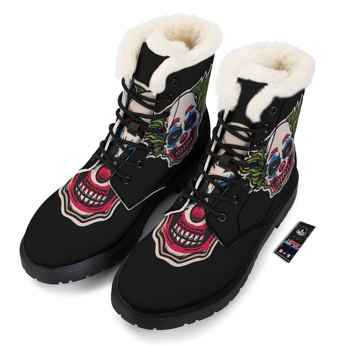 Clown Scary Cartoon Print Winter Boots-grizzshop