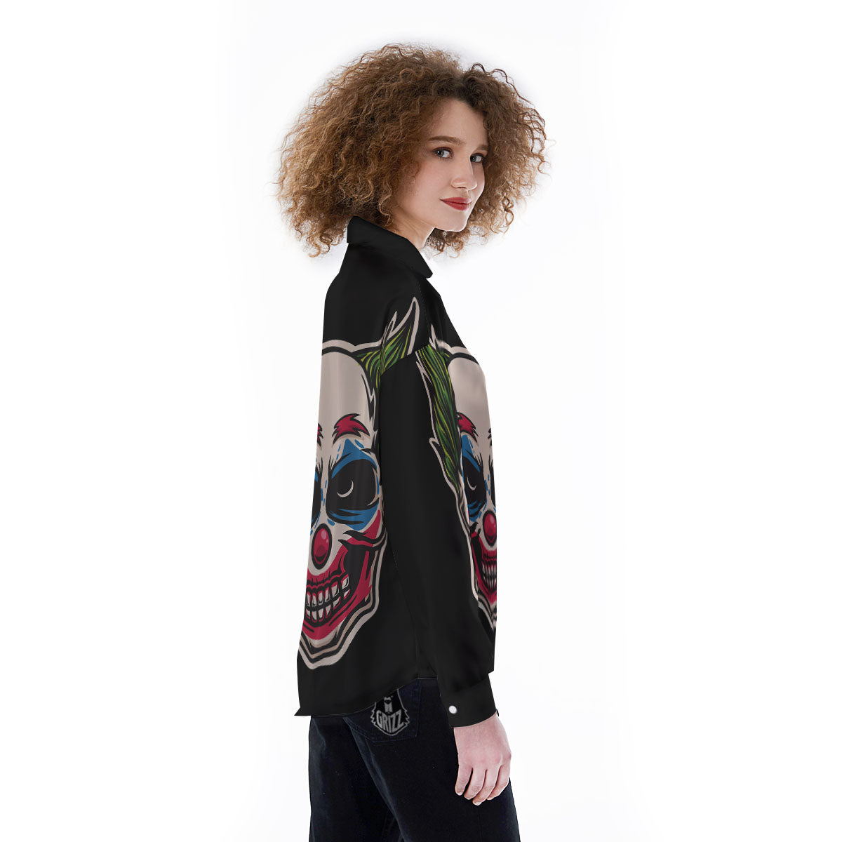 Clown Scary Cartoon Print Women's Long Sleeve Shirts-grizzshop