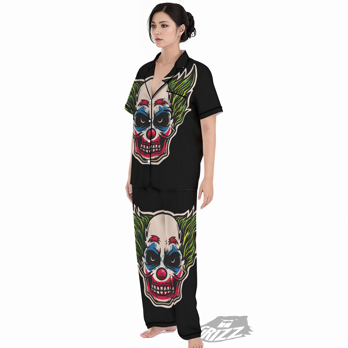 Clown Scary Cartoon Print Women's Pajamas Set-grizzshop