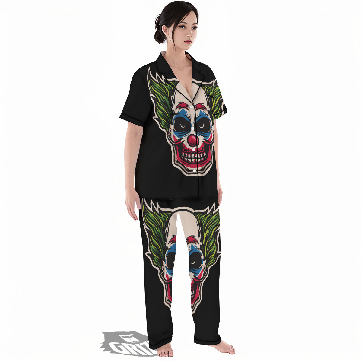 Clown Scary Cartoon Print Women's Pajamas Set-grizzshop