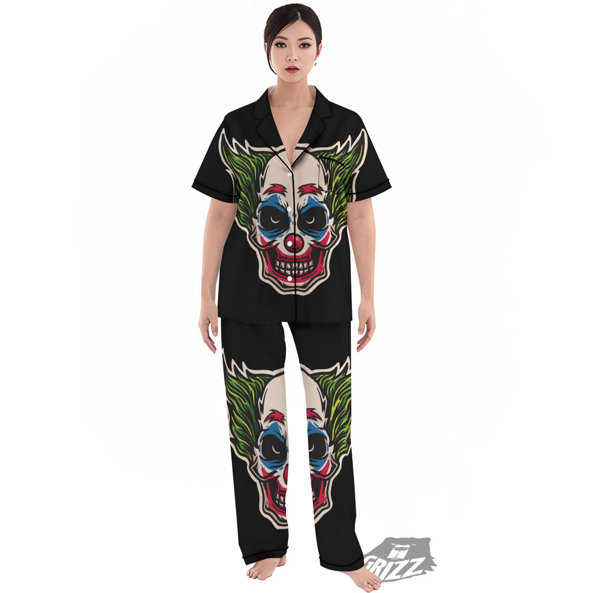 Clown Scary Cartoon Print Women's Pajamas Set-grizzshop