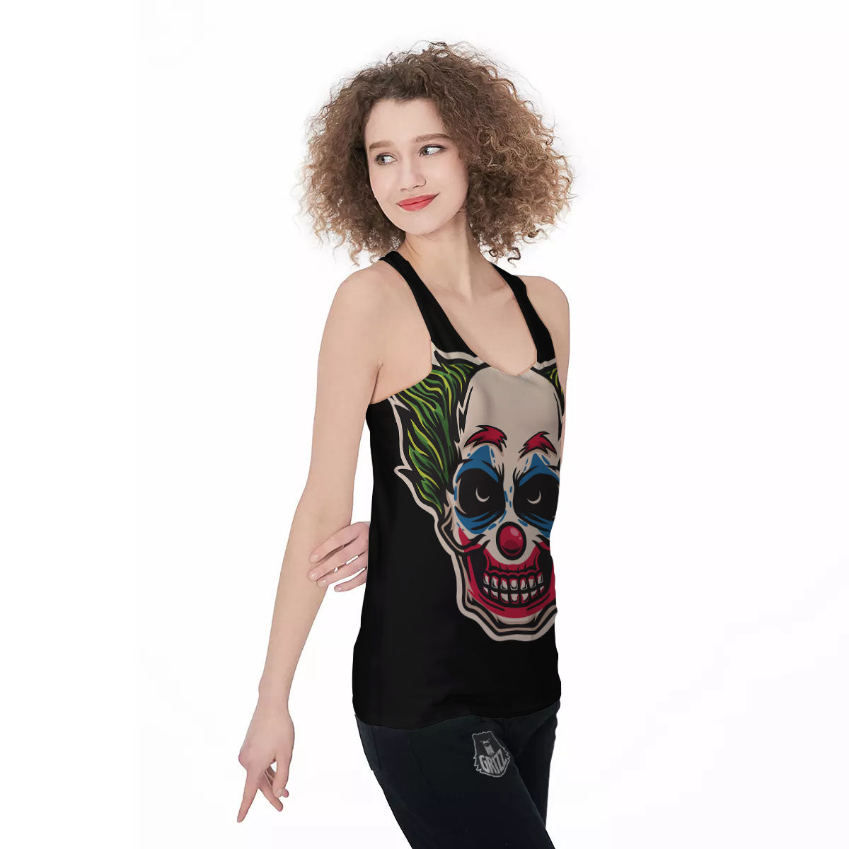 Clown Scary Cartoon Print Women's Racerback Tank Top-grizzshop