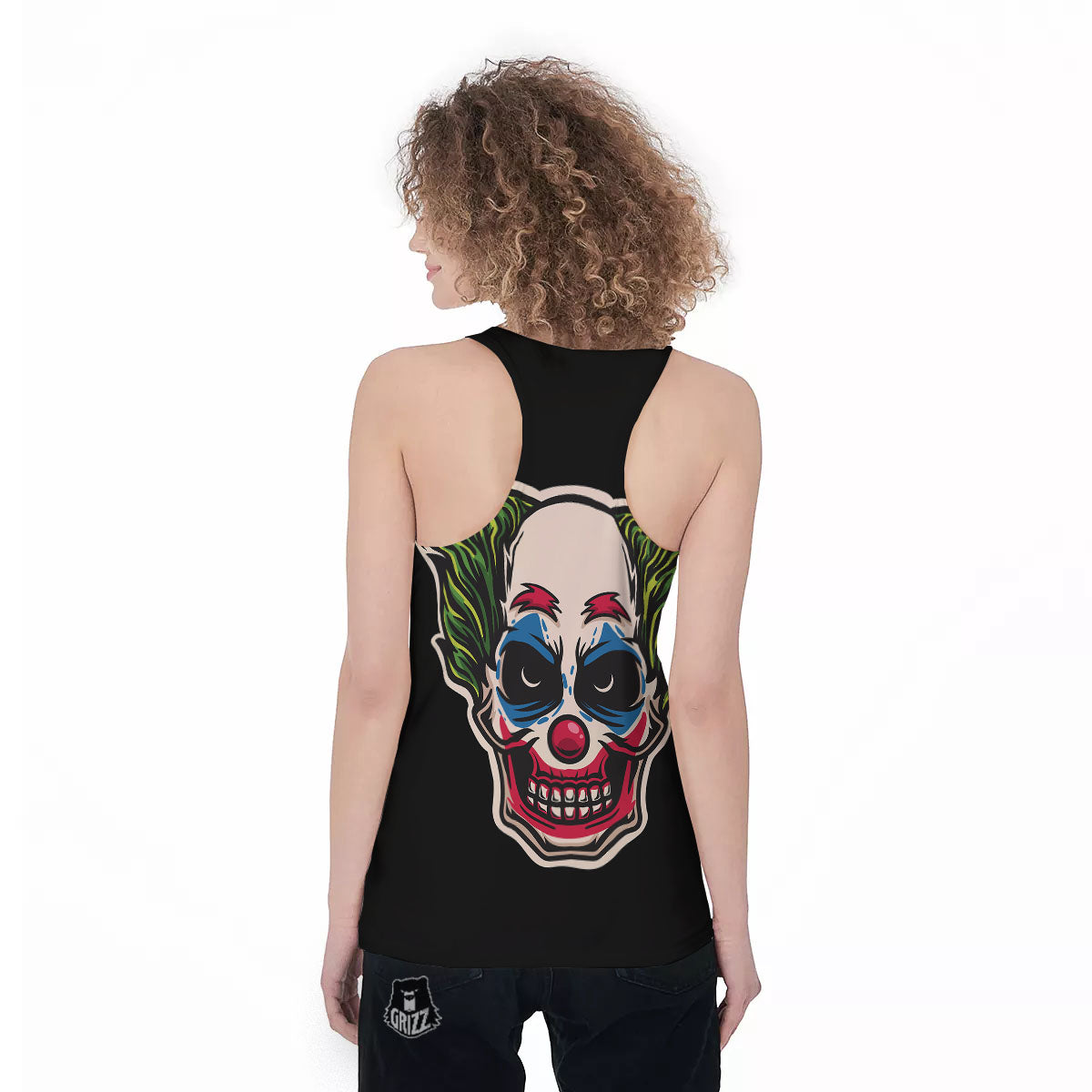 Clown Scary Cartoon Print Women's Racerback Tank Top-grizzshop