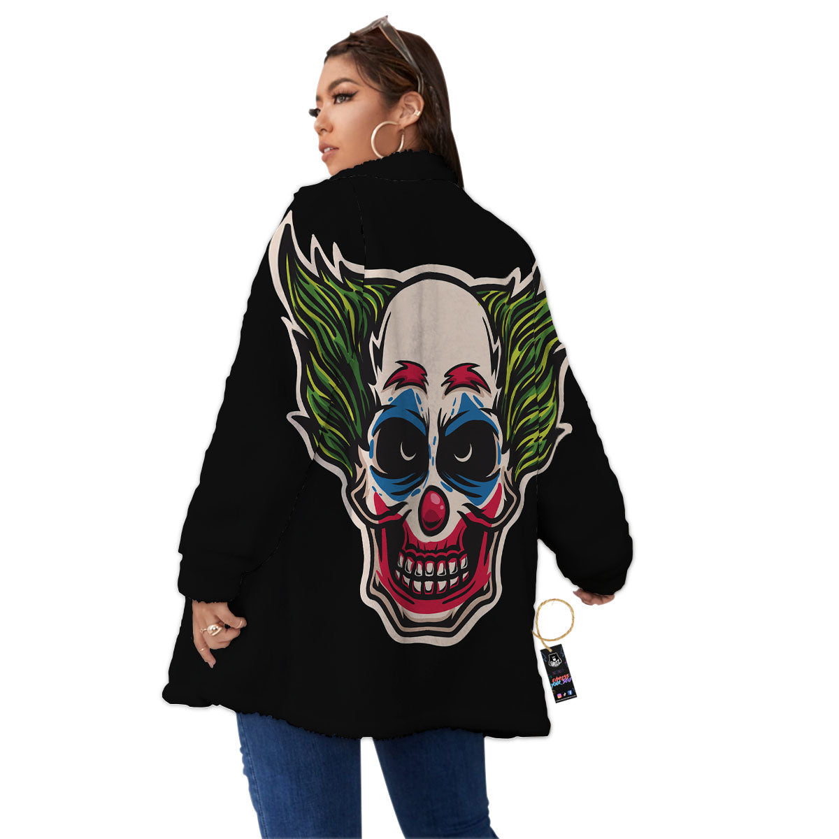 Clown Scary Cartoon Print Women's Sherpa Jacket-grizzshop
