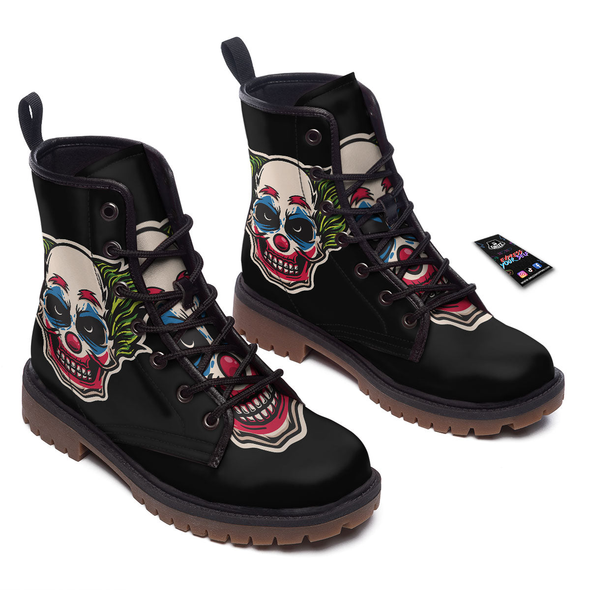 Clown Scary Cartoon Print Work Boots-grizzshop