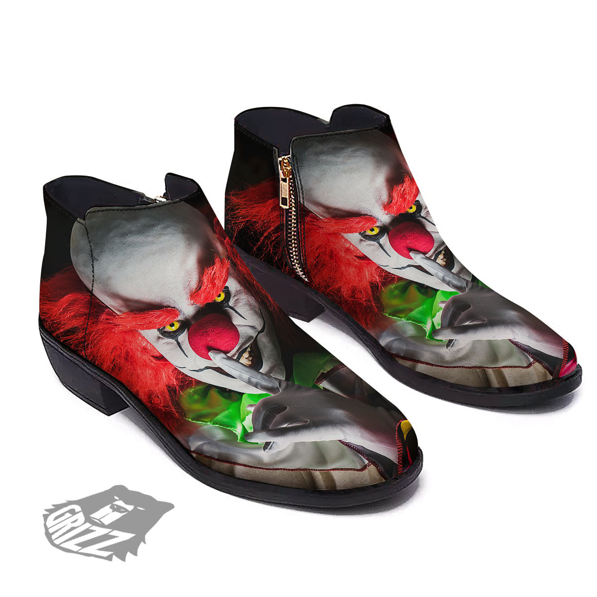 Clown Scary Print Ankle Boots-grizzshop