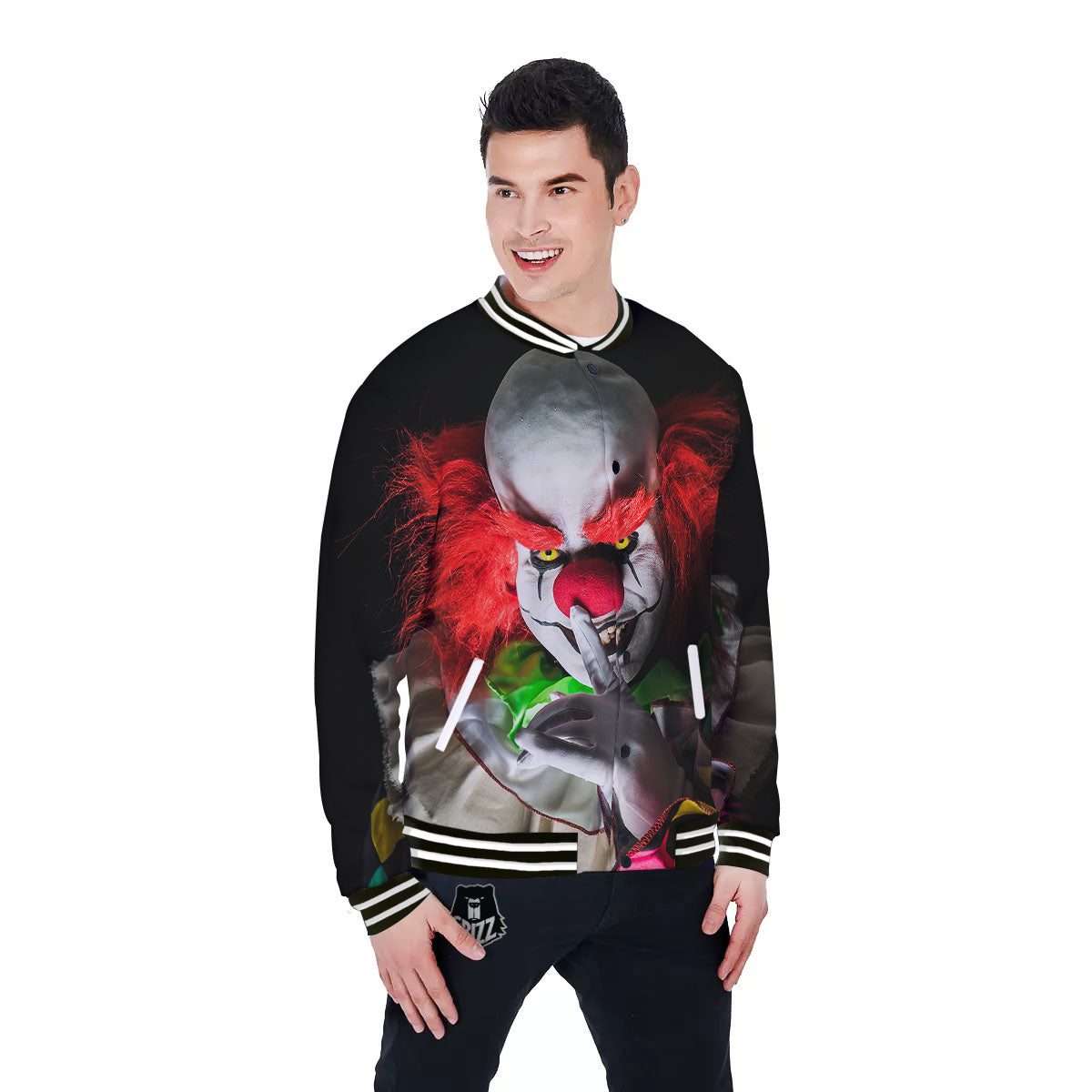 Clown Scary Print Baseball Jacket-grizzshop