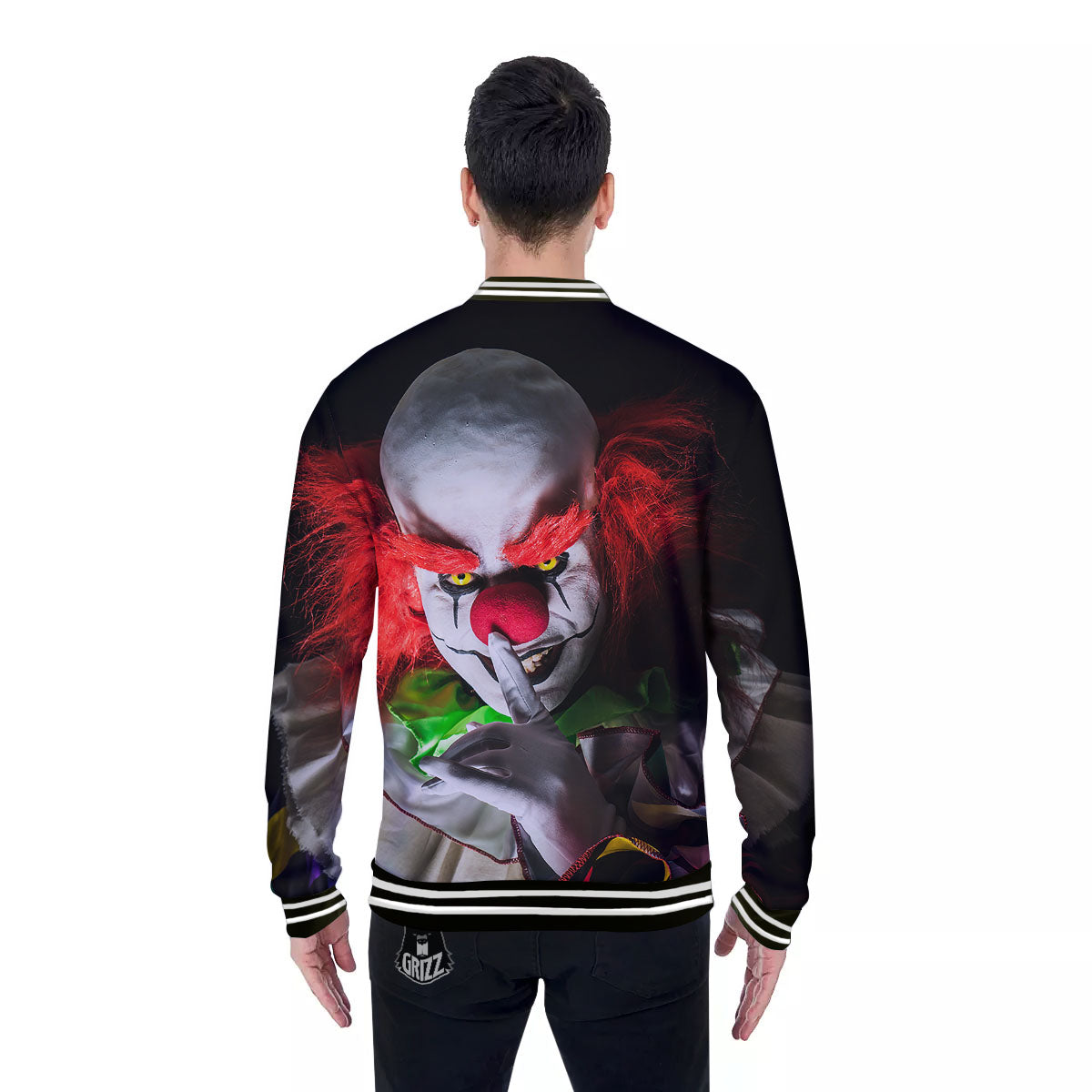 Clown Scary Print Baseball Jacket-grizzshop