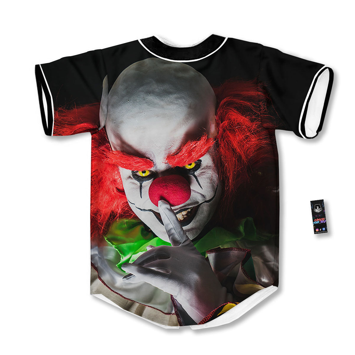 Clown Scary Print Baseball Jersey-grizzshop