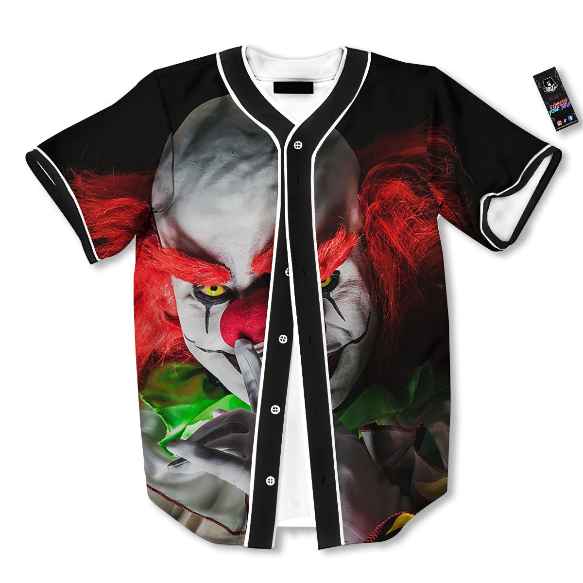 Clown Scary Print Baseball Jersey-grizzshop