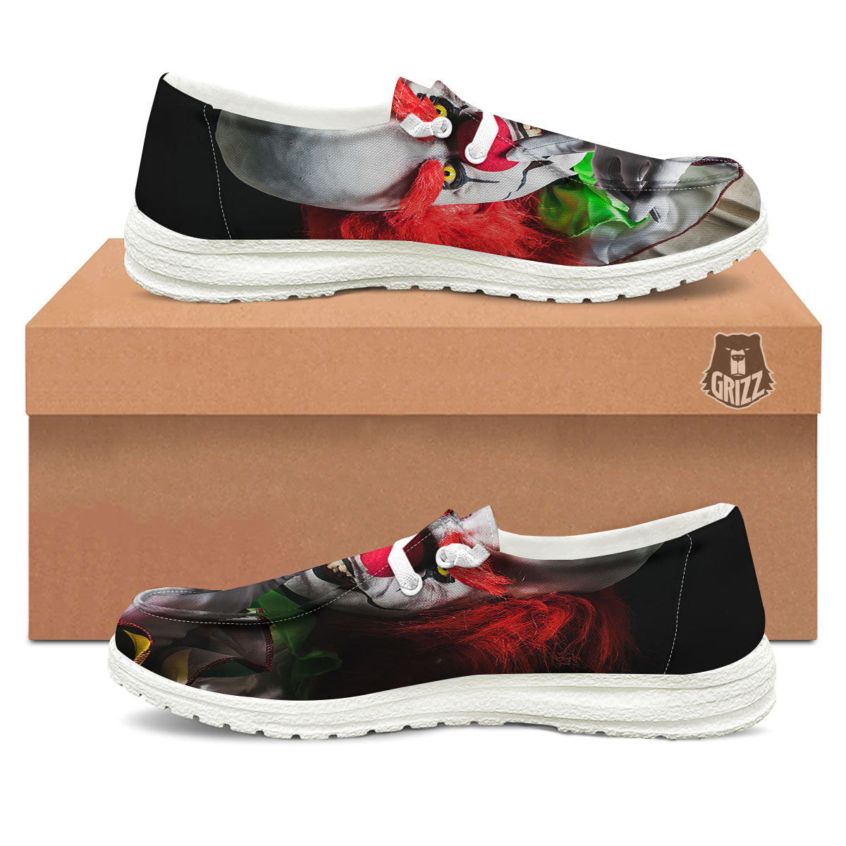 Clown Scary Print Black Loafers-grizzshop