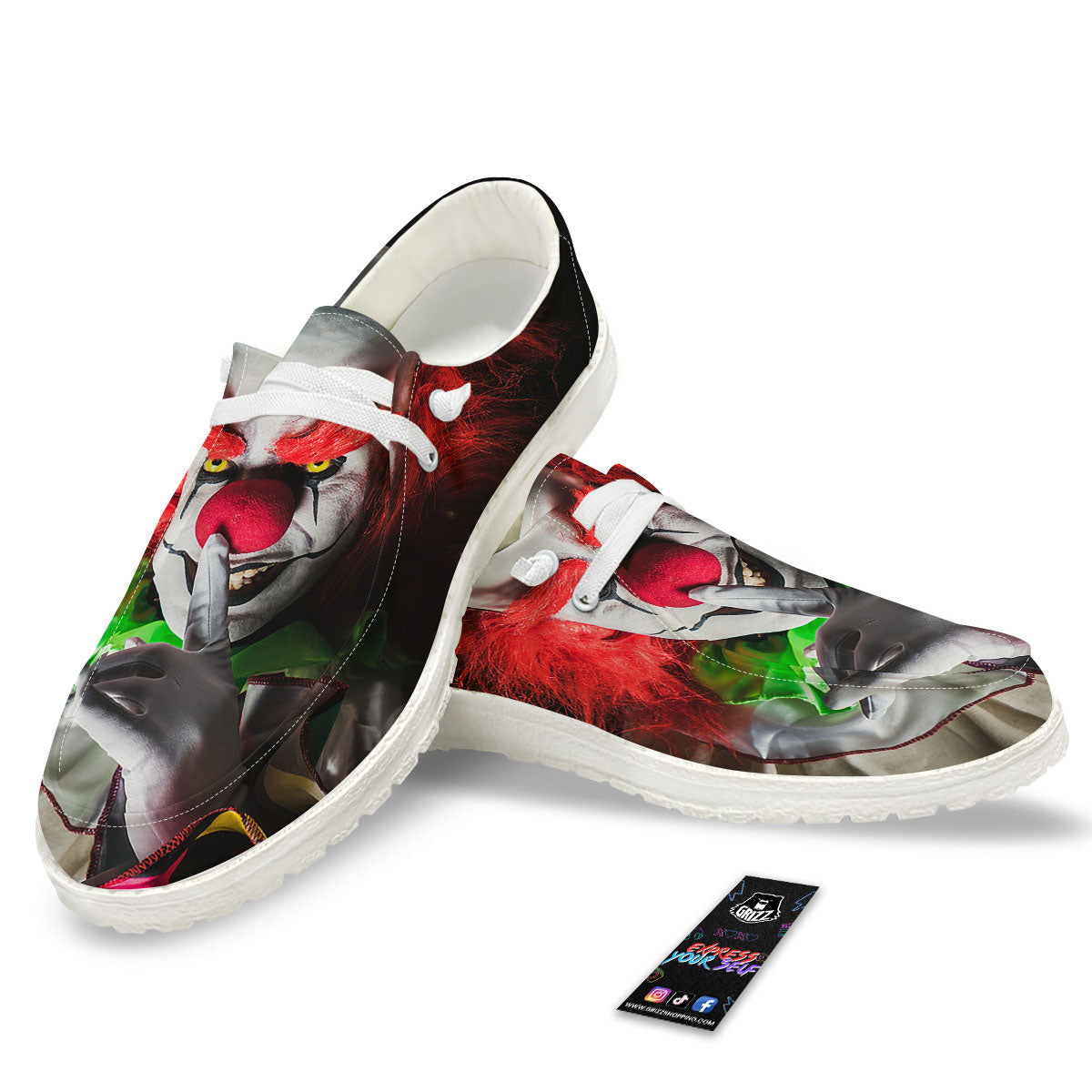 Clown Scary Print Black Loafers-grizzshop
