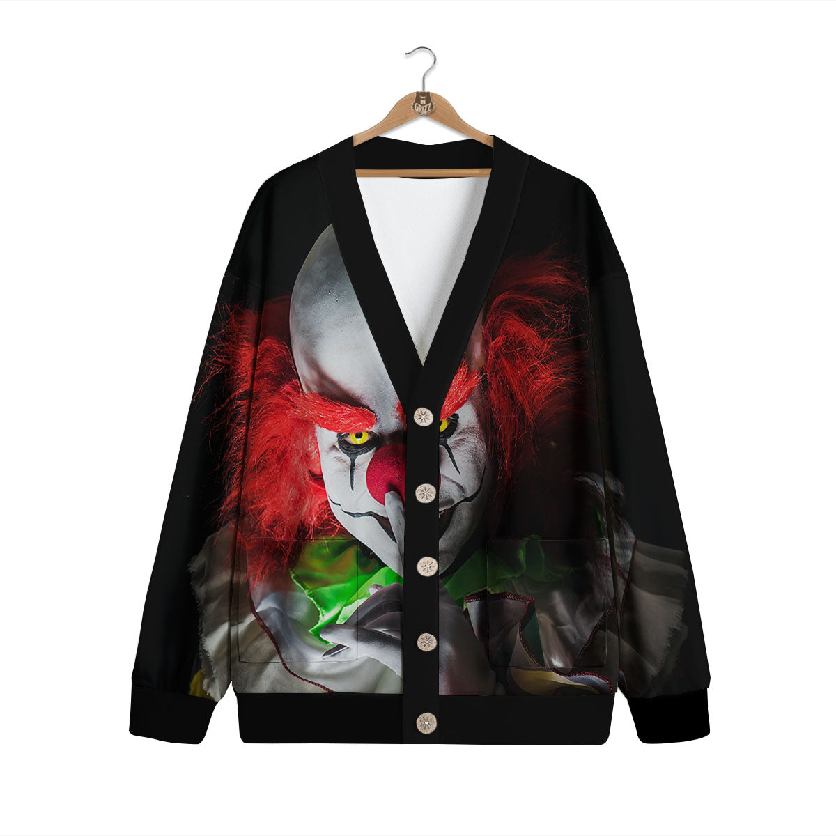Clown Scary Print Cardigan-grizzshop