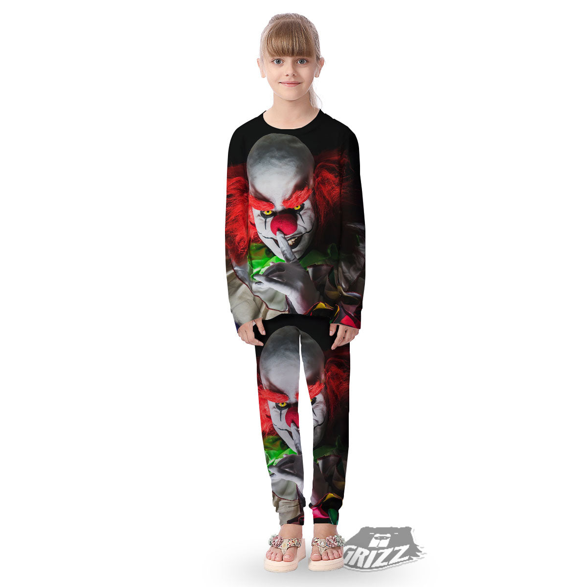Clown Scary Print Kid's Pajamas-grizzshop