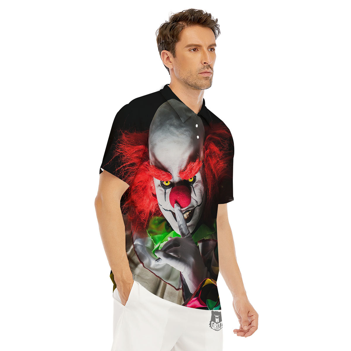 Clown Scary Print Men's Golf Shirts-grizzshop