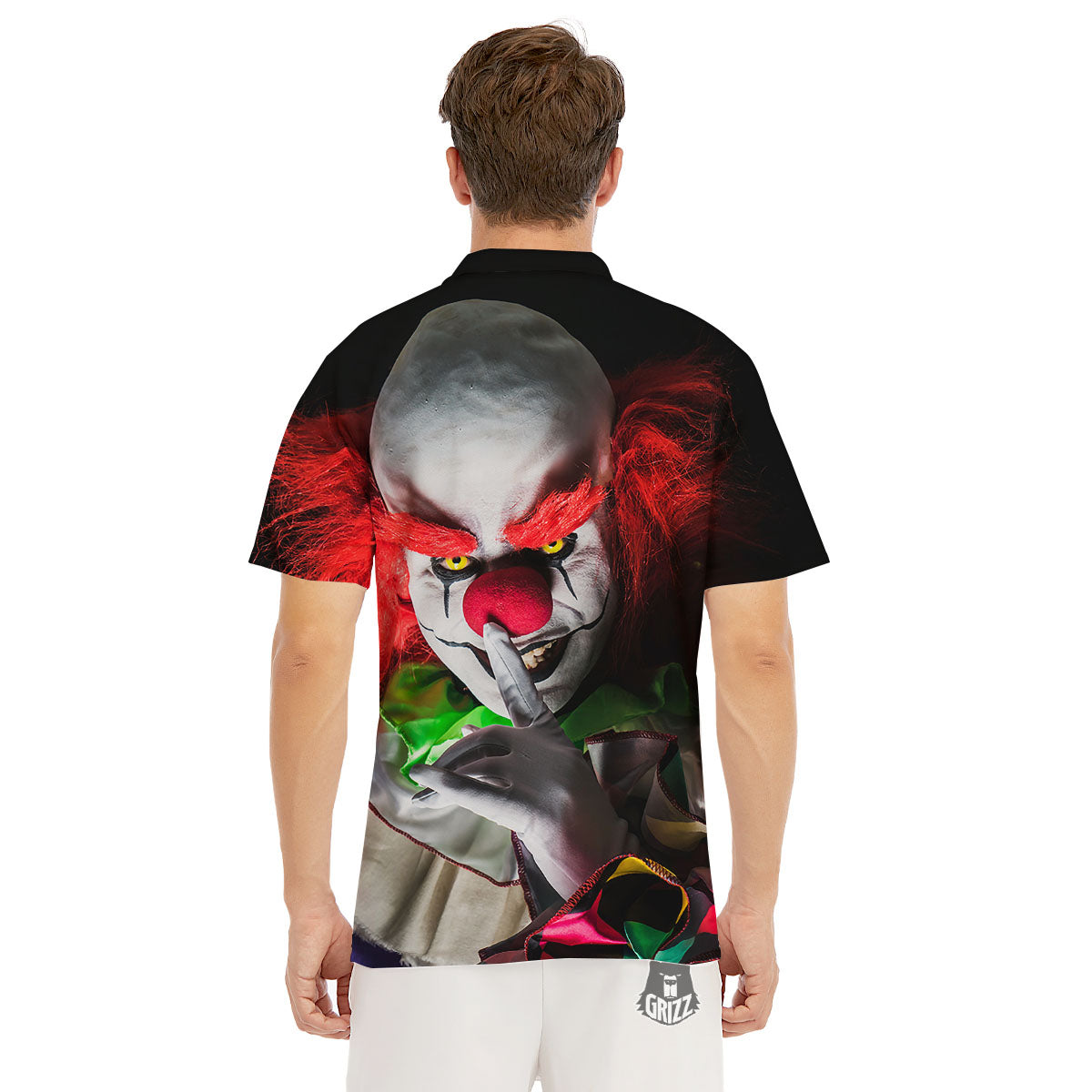 Clown Scary Print Men's Golf Shirts-grizzshop