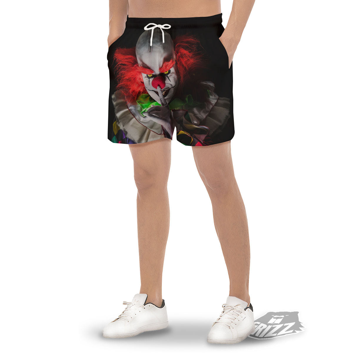Clown Scary Print Men's Gym Shorts-grizzshop