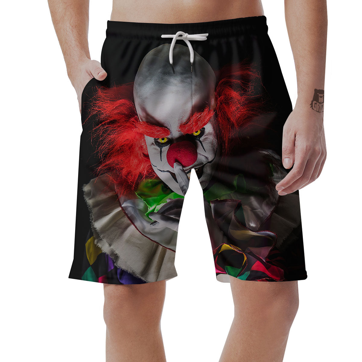 Clown Scary Print Men's Shorts-grizzshop