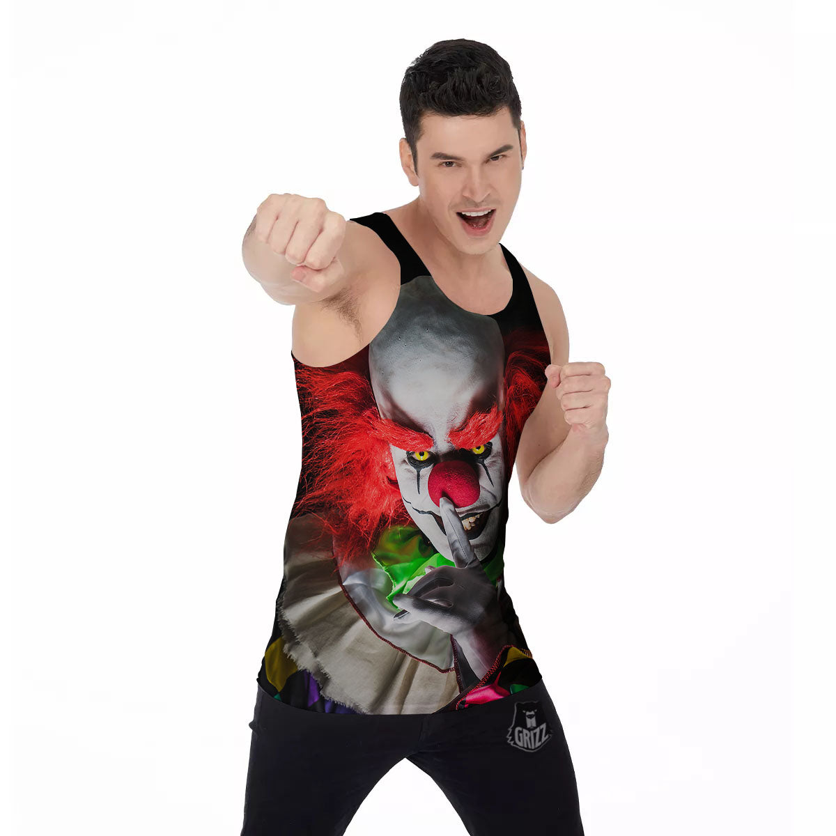 Clown Scary Print Men's Tank Top-grizzshop