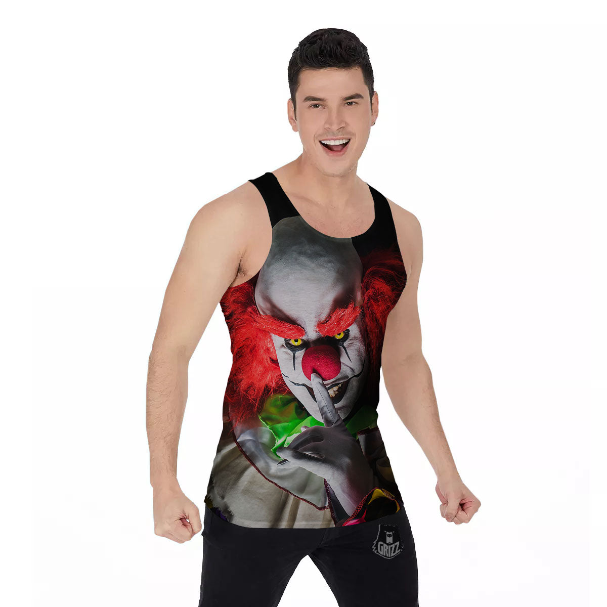 Clown Scary Print Men's Tank Top-grizzshop